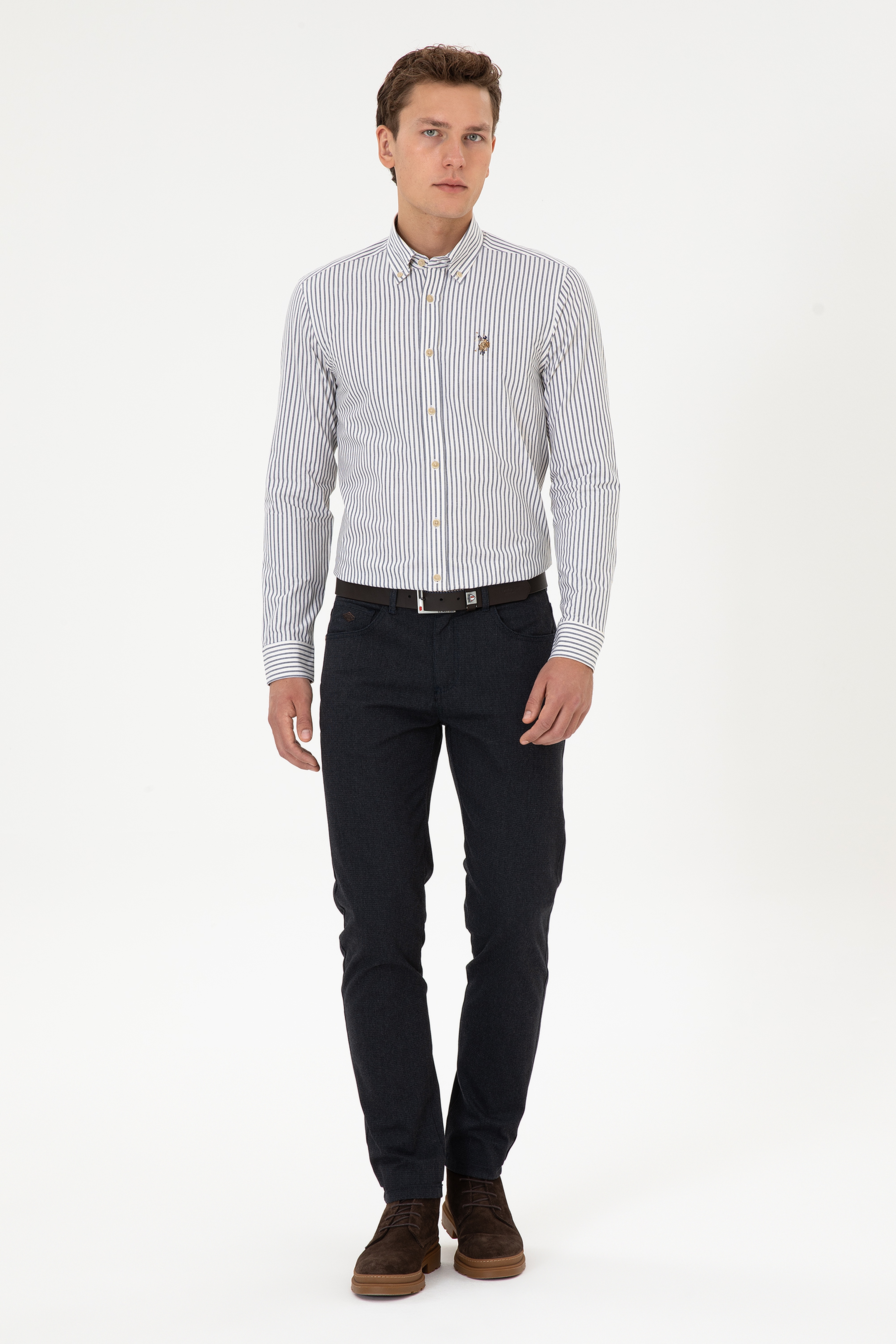 Erkek Lacivert Slim Fit Kanvas / Chino Pantolon - Image 3