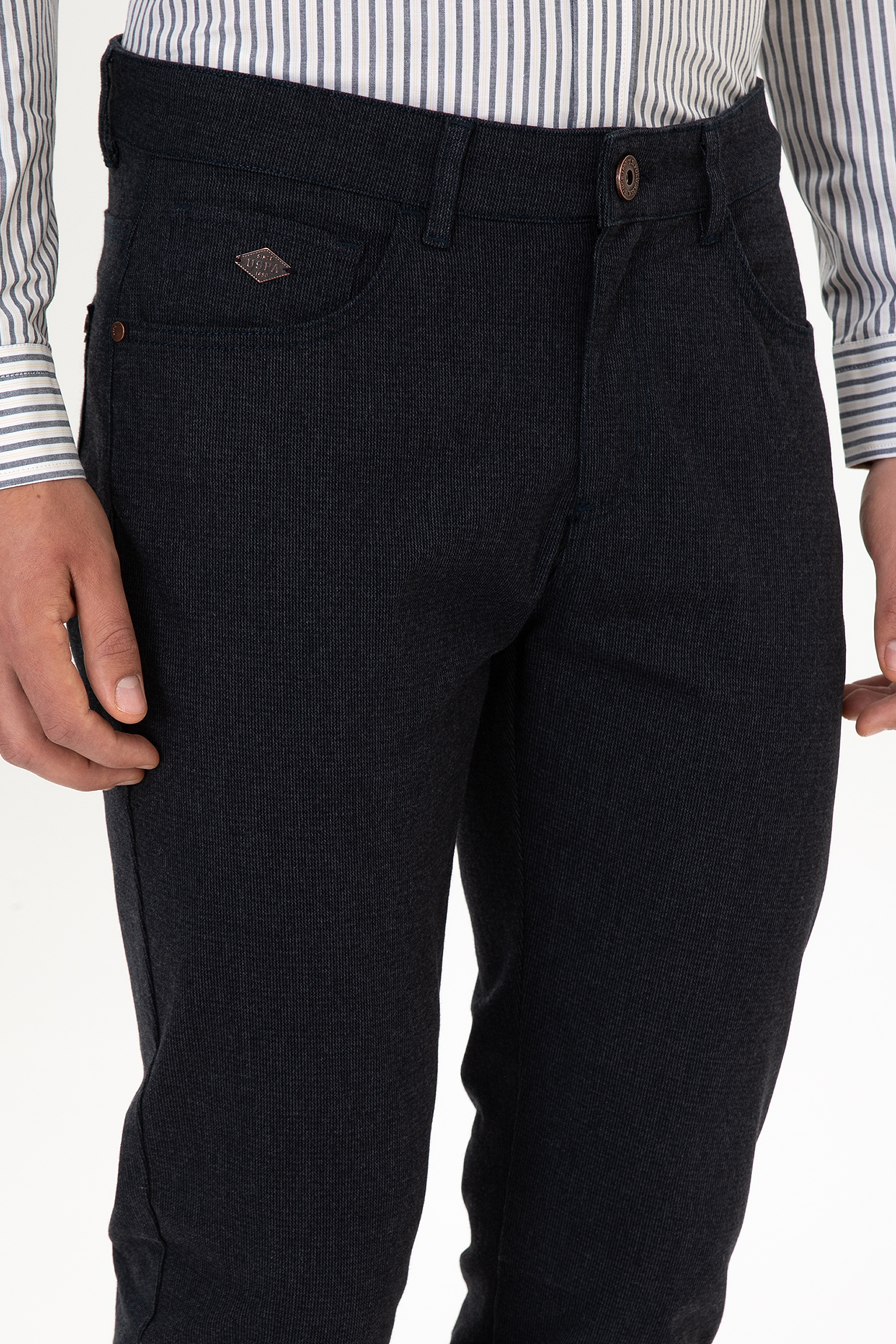 Erkek Lacivert Slim Fit Kanvas / Chino Pantolon - Image 5