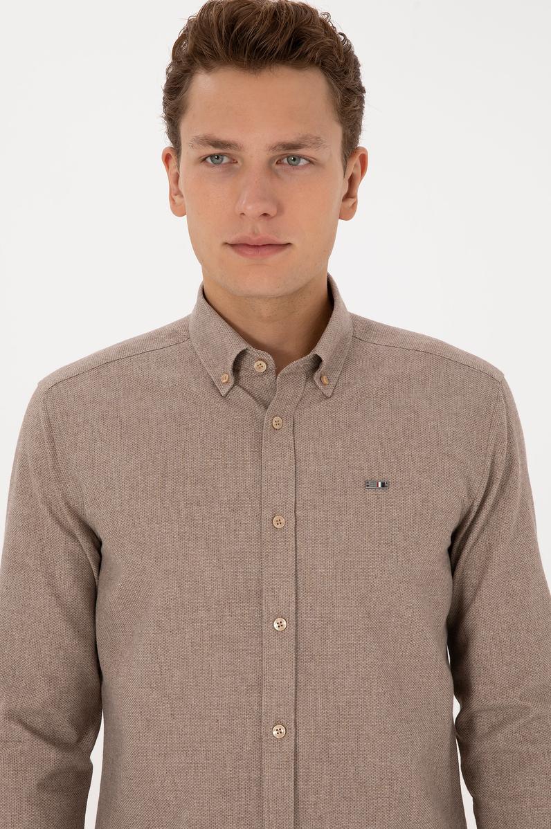 Erkek Camel Uzun Kollu Gömlek