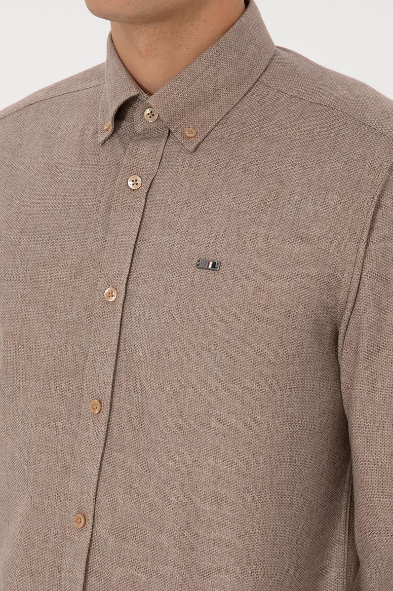 Erkek Camel Uzun Kollu Gömlek