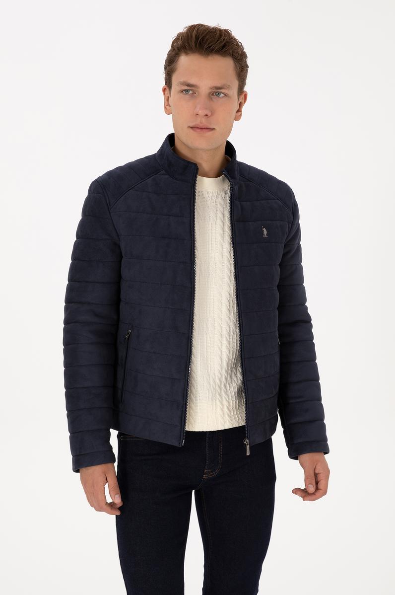 Erkek Lacivert Deri Ceket