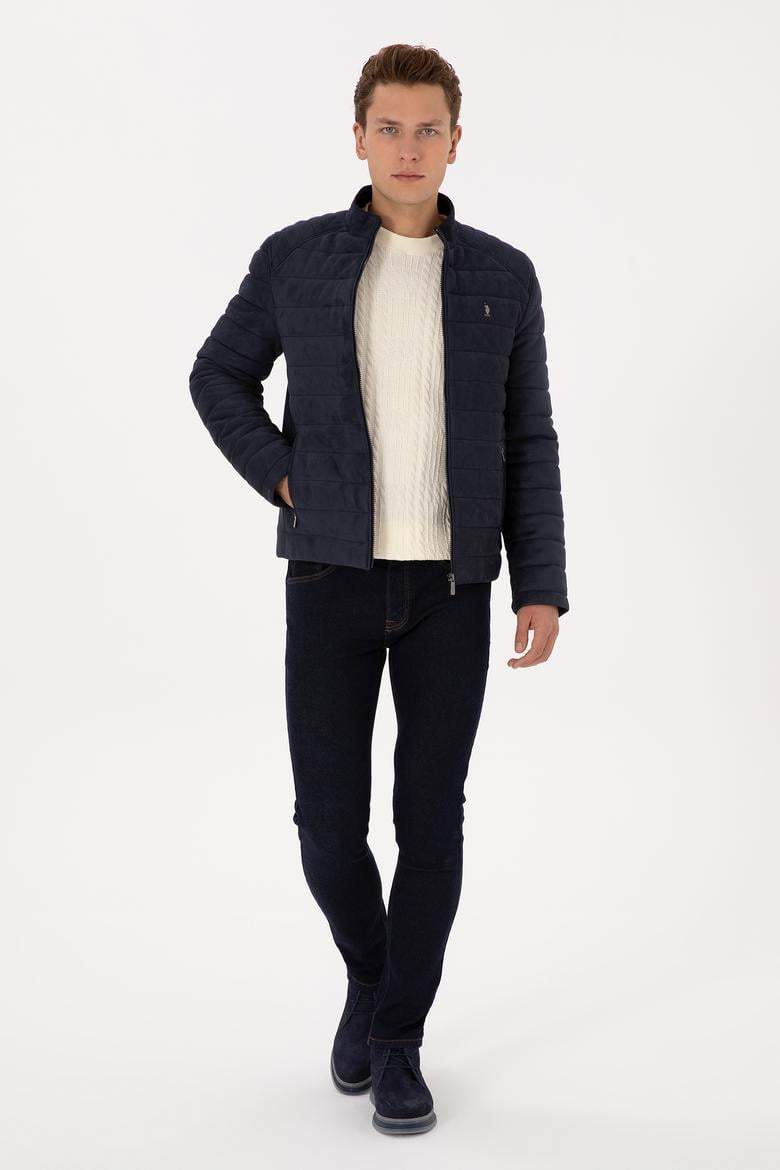 Erkek Lacivert Deri Ceket - 50317296014