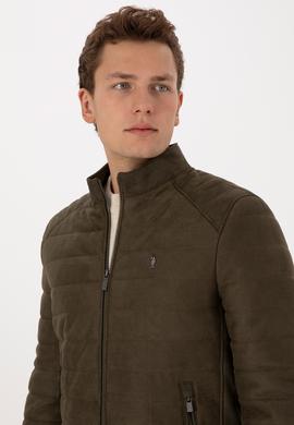 Erkek Haki Deri Ceket - 50317296005