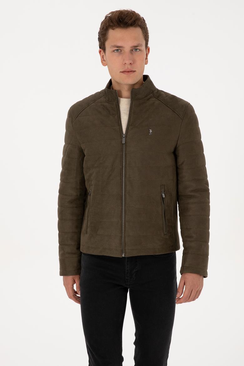 Erkek Haki Deri Ceket - 50317296005