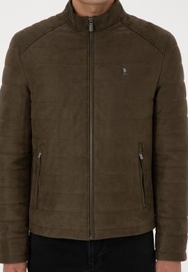 Erkek Haki Deri Ceket - 50317296005