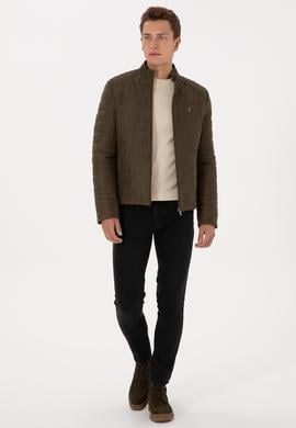 Erkek Haki Deri Ceket - 50317296005