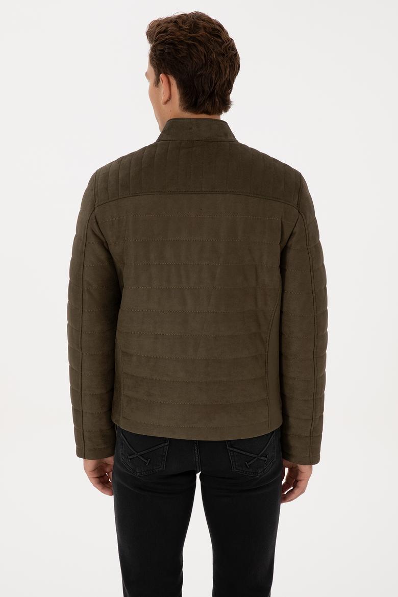 Erkek Haki Deri Ceket - 50317296005