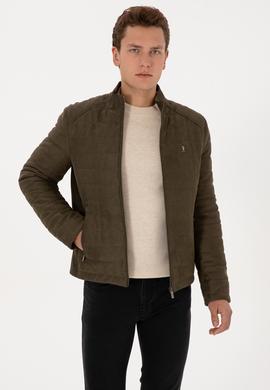 Erkek Haki Deri Ceket - 50317296005
