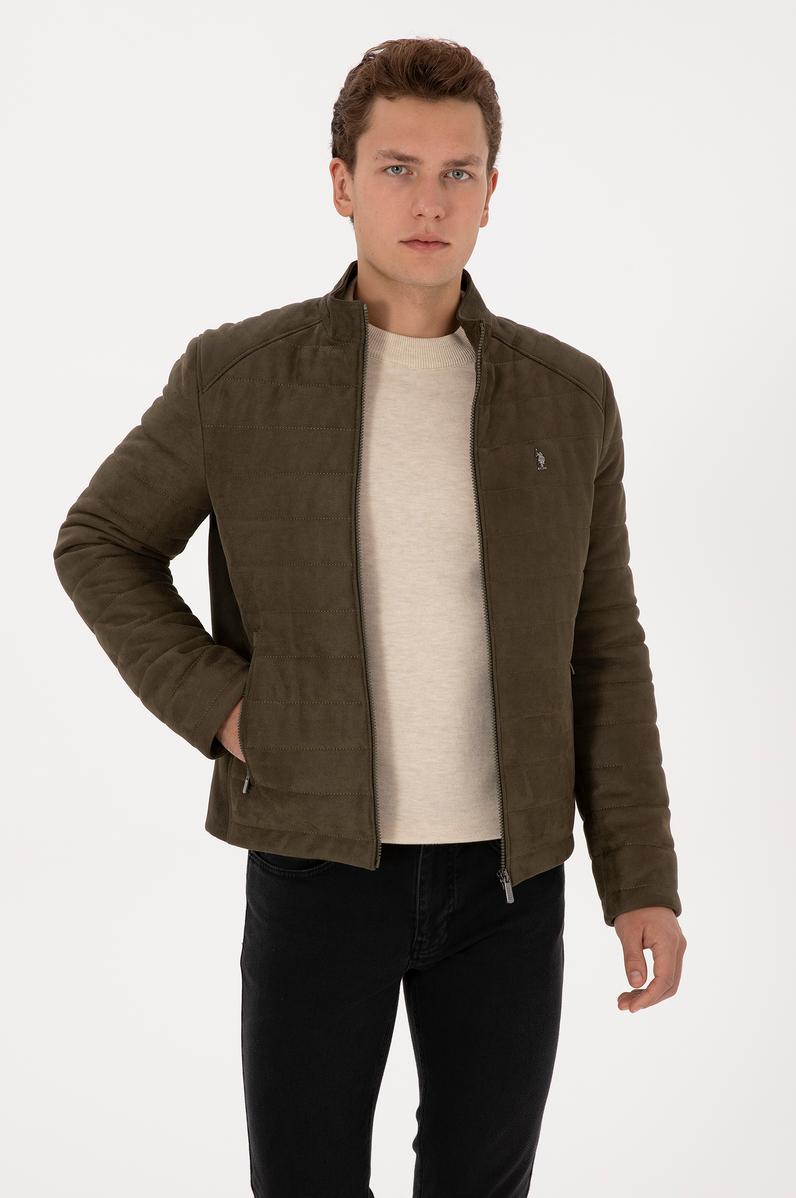 Erkek Haki Deri Ceket