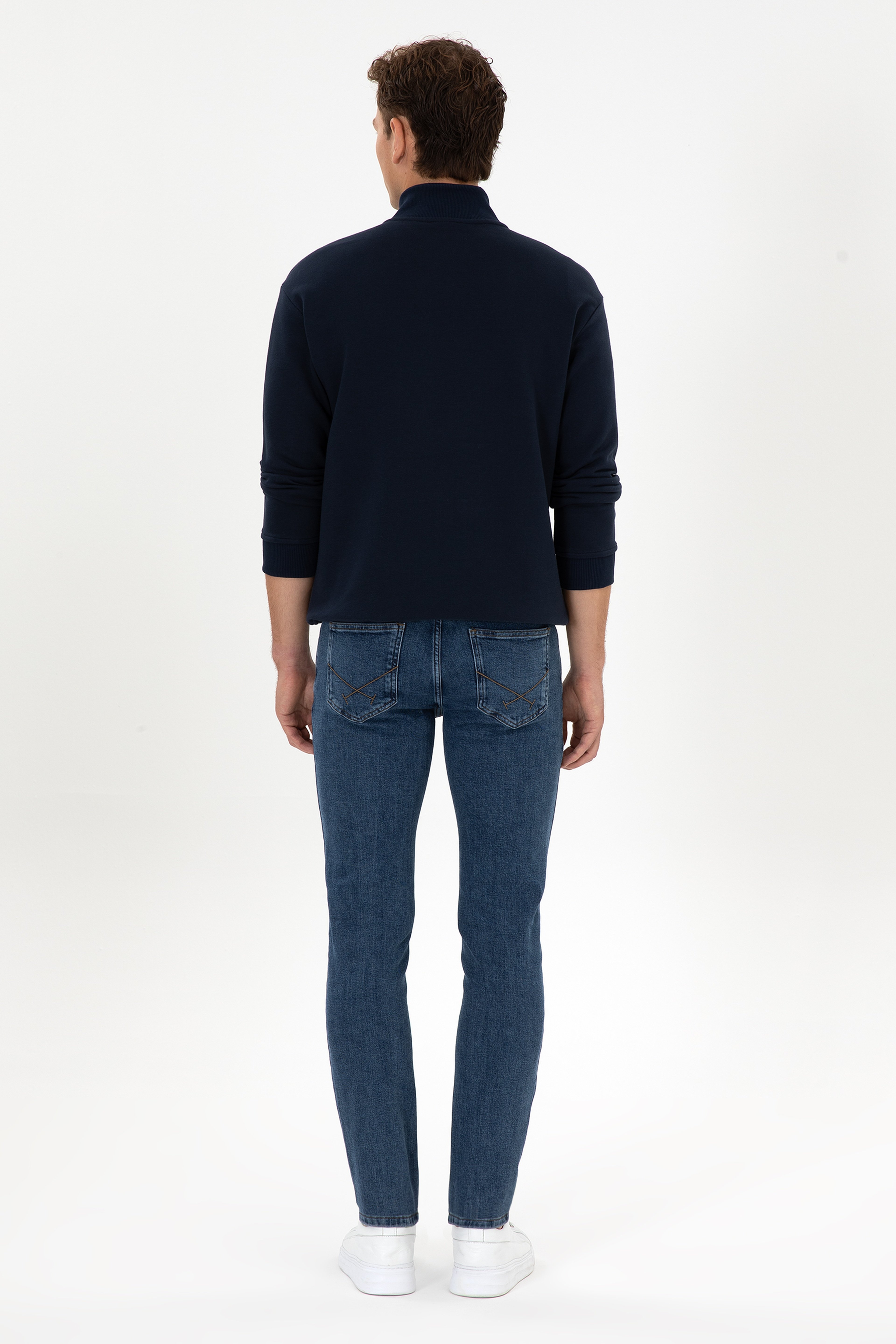 Erkek Mavi Slim Fit Jean Pantolon - Image 4