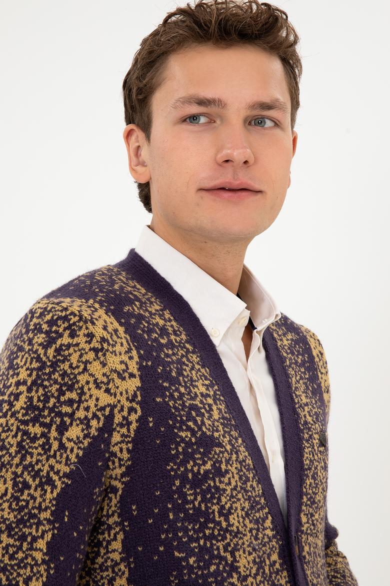 Erkek Mürdüm Triko Hırka - 50308240017