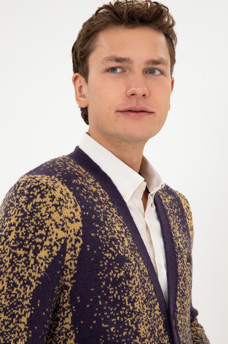 Erkek Mürdüm Triko Hırka