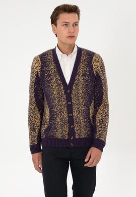 Erkek Mürdüm Triko Hırka - 50308240017