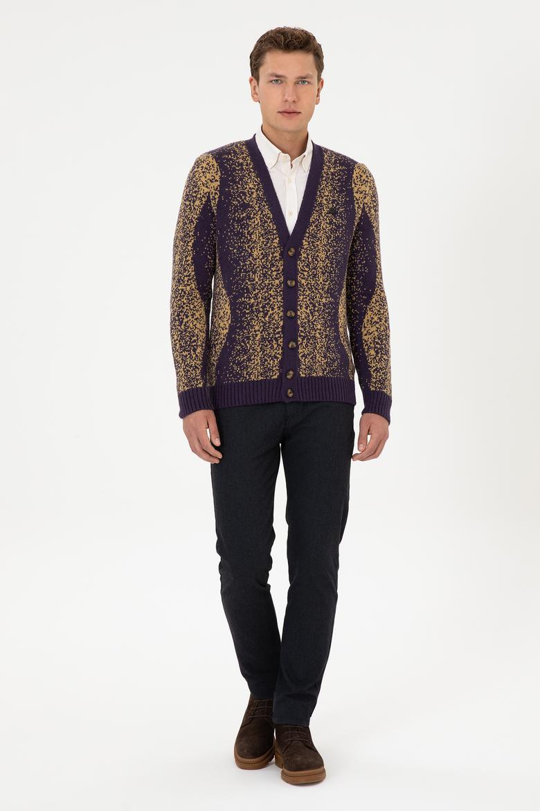 Erkek Mürdüm Triko Hırka - 50308240017