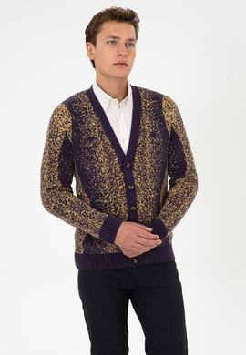 Erkek Mürdüm Triko Hırka - 50308240017