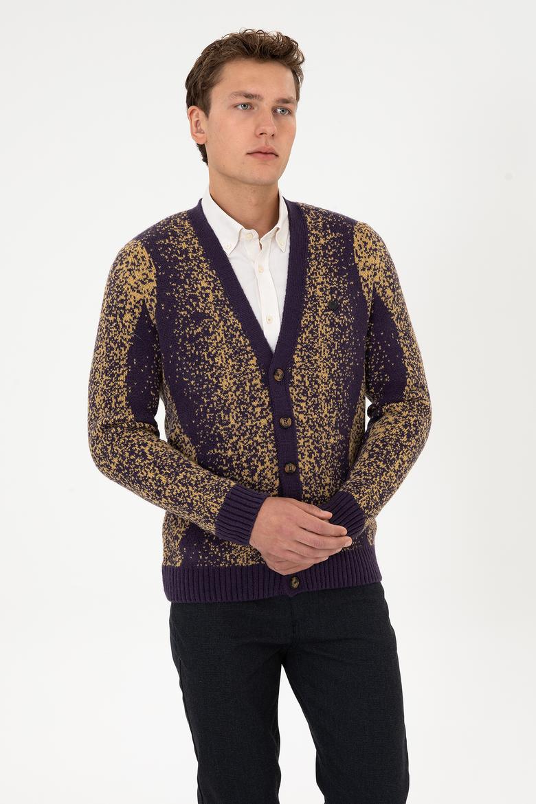 Erkek Mürdüm Triko Hırka