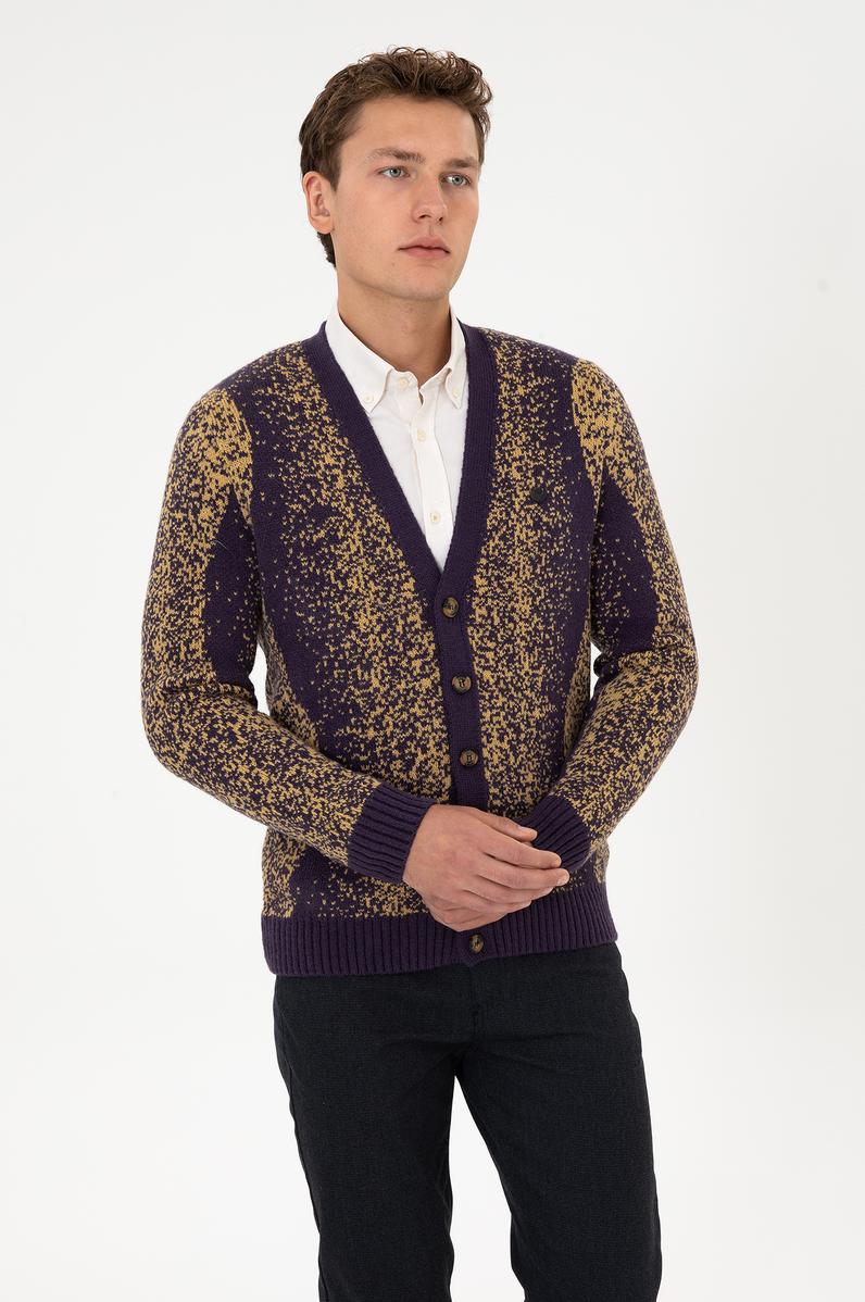 Erkek Mürdüm Triko Hırka