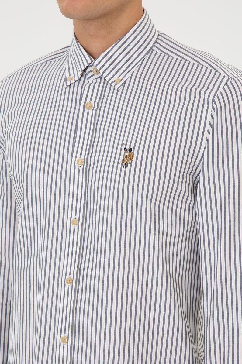 Erkek Beyaz Çizgili Uzun Kollu Gömlek