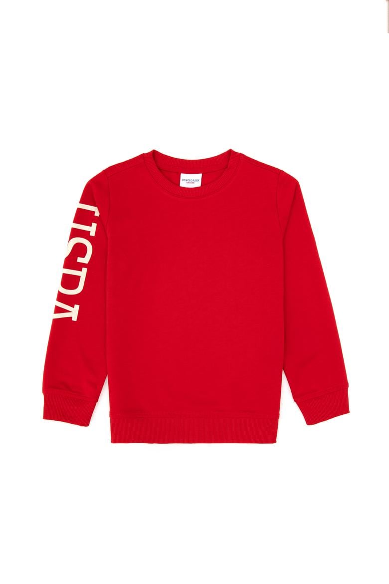 Erkek Çocuk Kırmızı Basic Bisiklet Yaka Sweatshirt - 50313831096