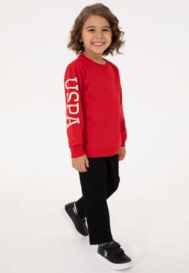 Erkek Çocuk Kırmızı Basic Bisiklet Yaka Sweatshirt - 50313831096