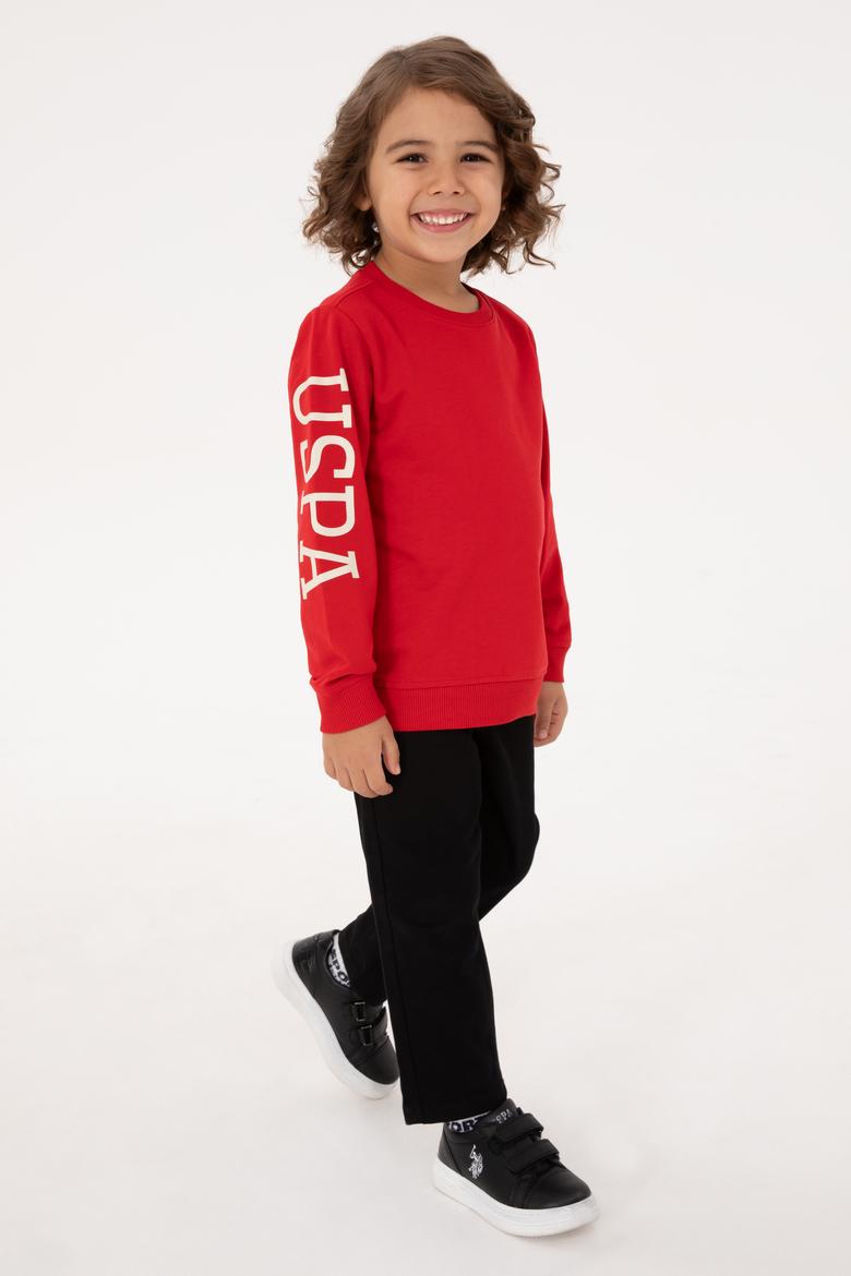 Erkek Çocuk Kırmızı Basic Bisiklet Yaka Sweatshirt - 50313831096