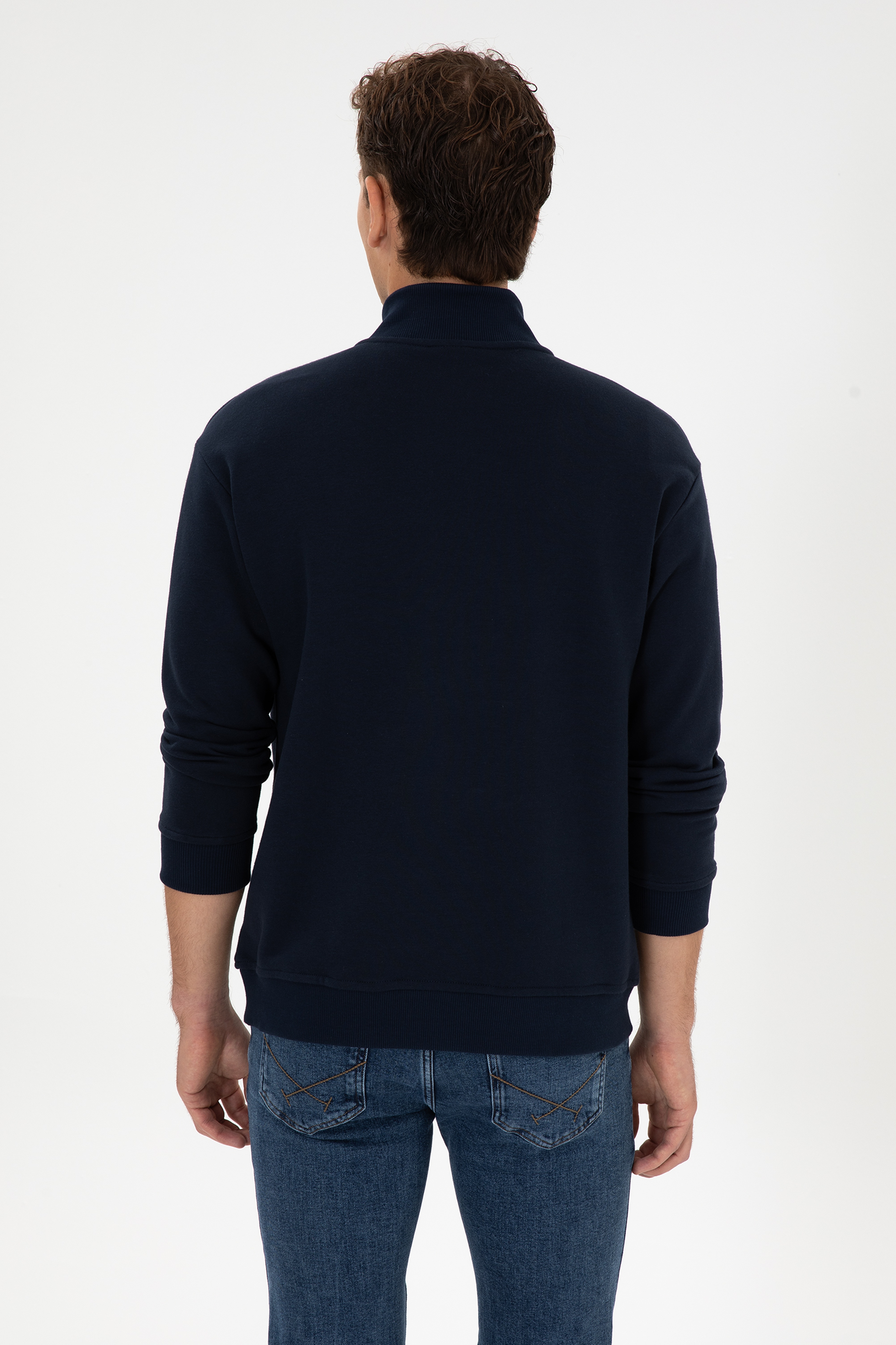 Erkek Comfort Fit Yarım Fermuarlı Lacivert Sweatshirt
