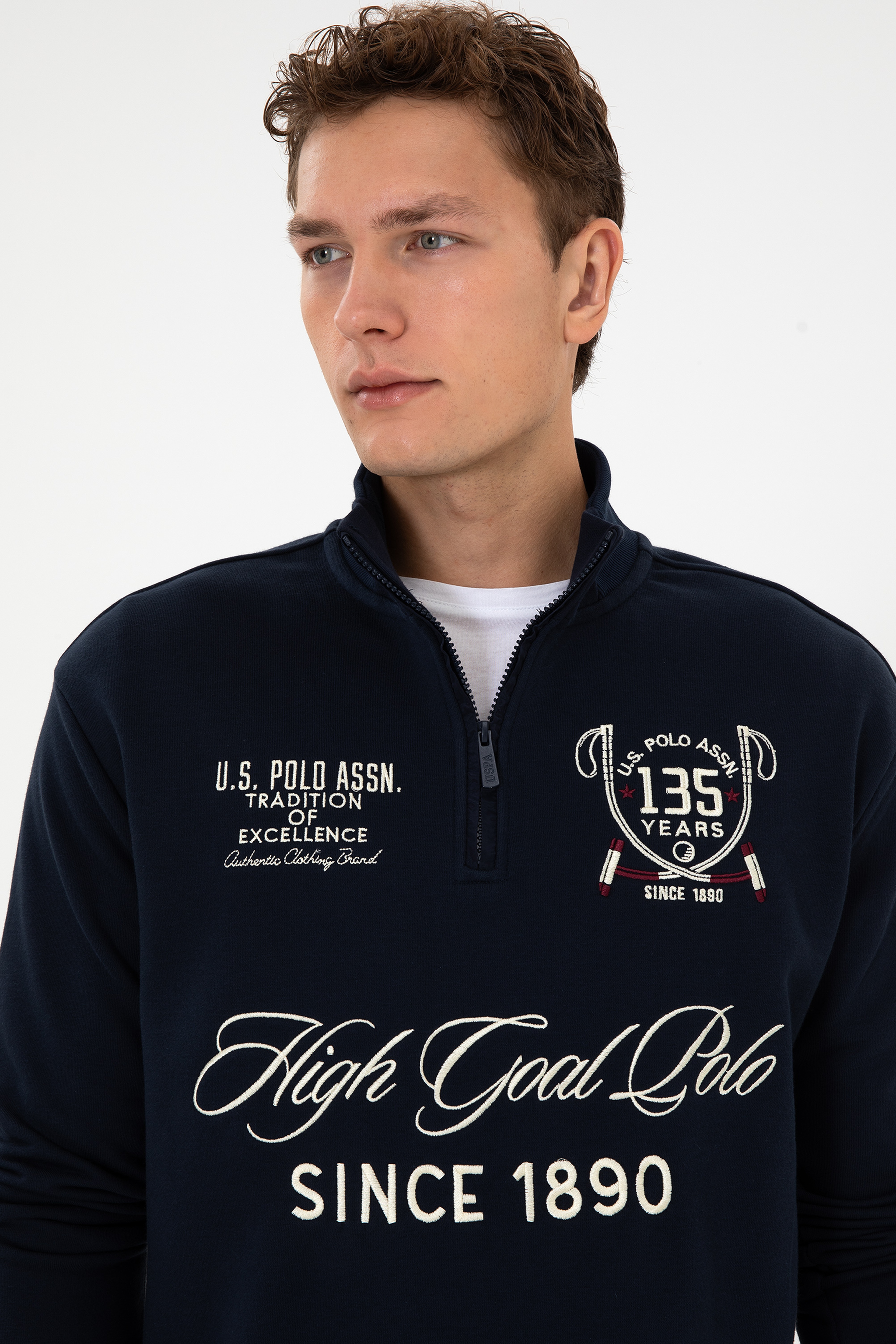 Erkek Comfort Fit Yarım Fermuarlı Lacivert Sweatshirt - Image 2