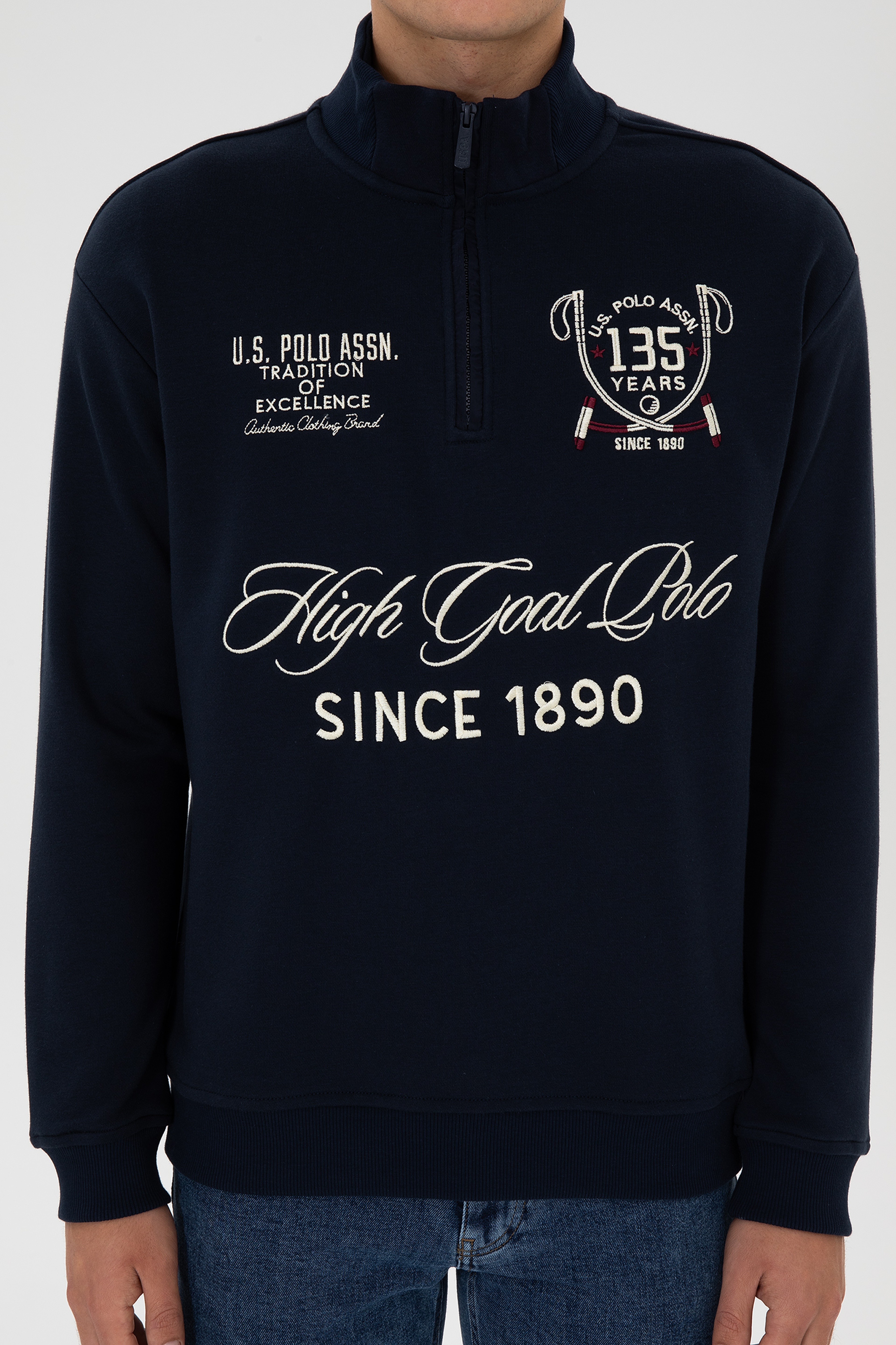 Erkek Comfort Fit Yarım Fermuarlı Lacivert Sweatshirt