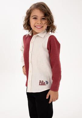 Erkek Çocuk Bordo Uzun Kollu Gömlek - 50316683014