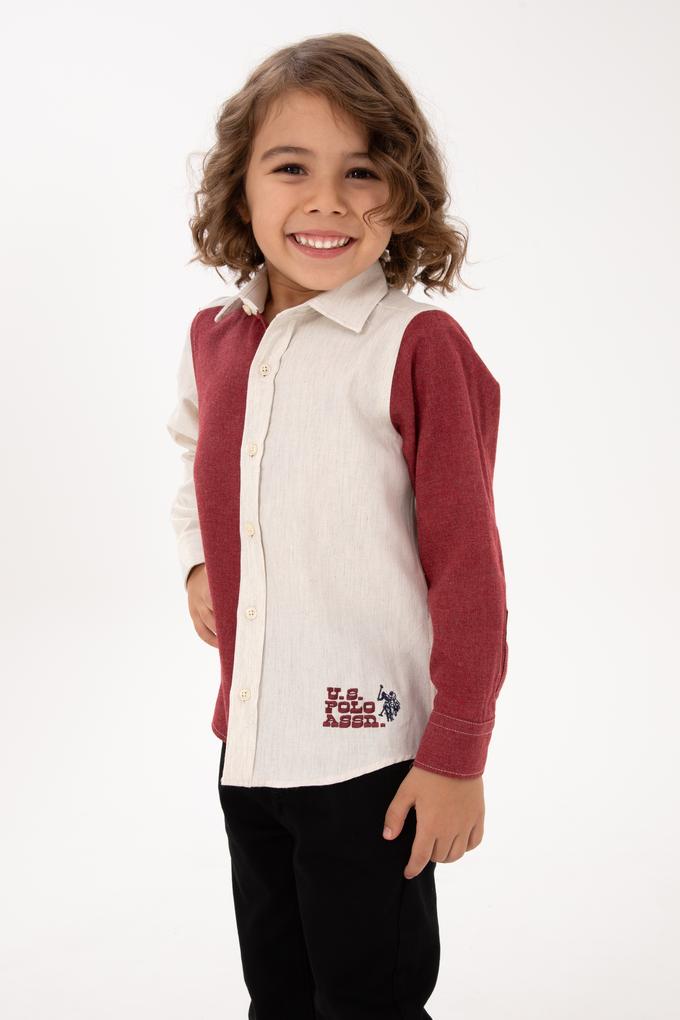 Erkek Çocuk Bordo Uzun Kollu Gömlek