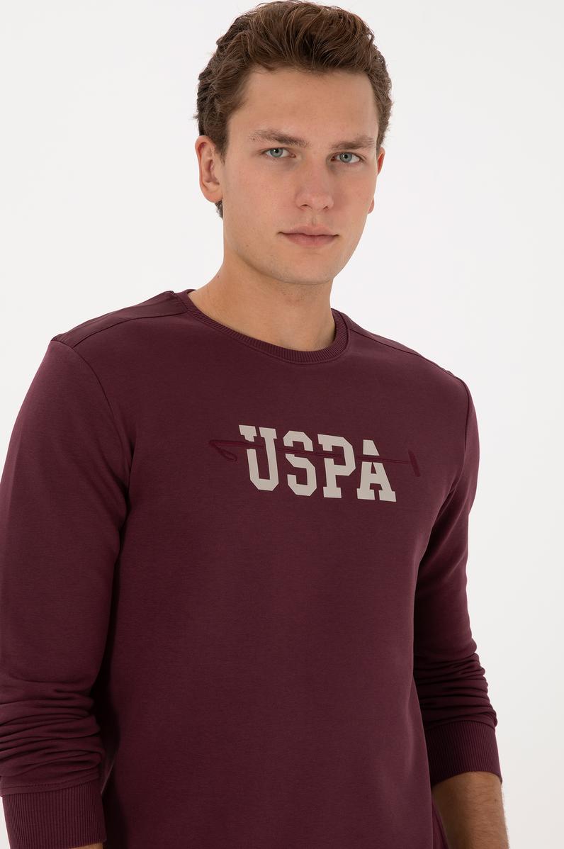 Erkek Regular Fit Bisiklet Yaka Bordo Sweatshirt