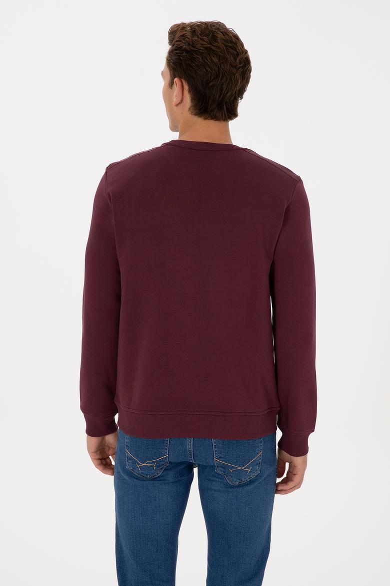 Erkek Regular Fit Bisiklet Yaka Bordo Sweatshirt - 50315536009
