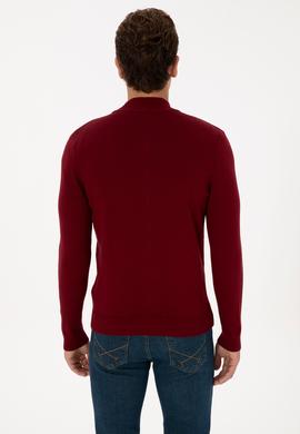 Erkek Bordo Basic Triko Hırka - 50313688055