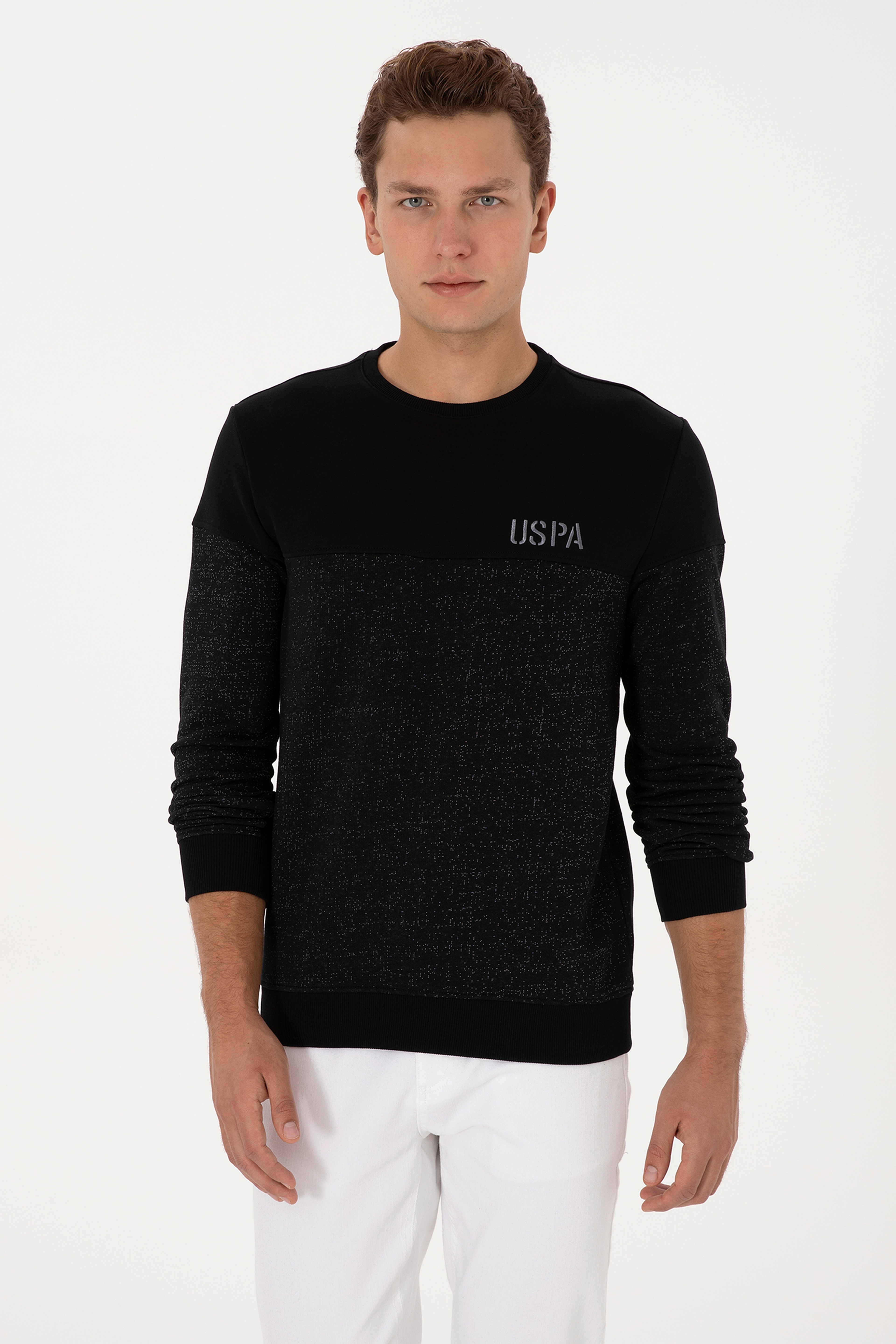 Erkek Regular Fit Bisiklet Yaka Siyah Sweatshirt - Image 1