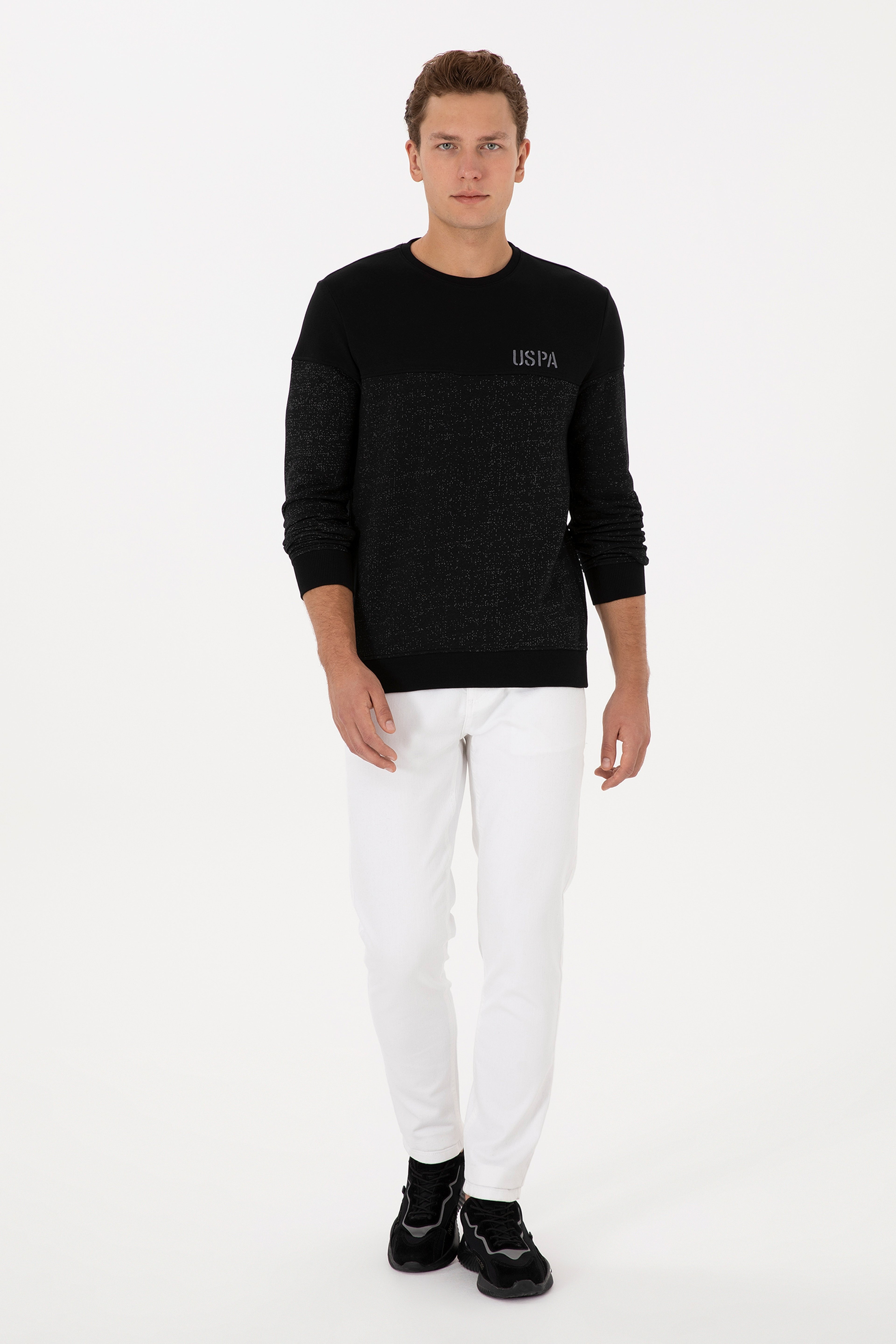 Erkek Regular Fit Bisiklet Yaka Siyah Sweatshirt