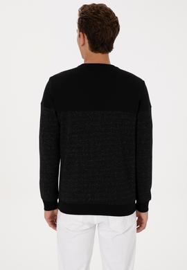 Erkek Regular Fit Bisiklet Yaka Siyah Sweatshirt - 50316380026