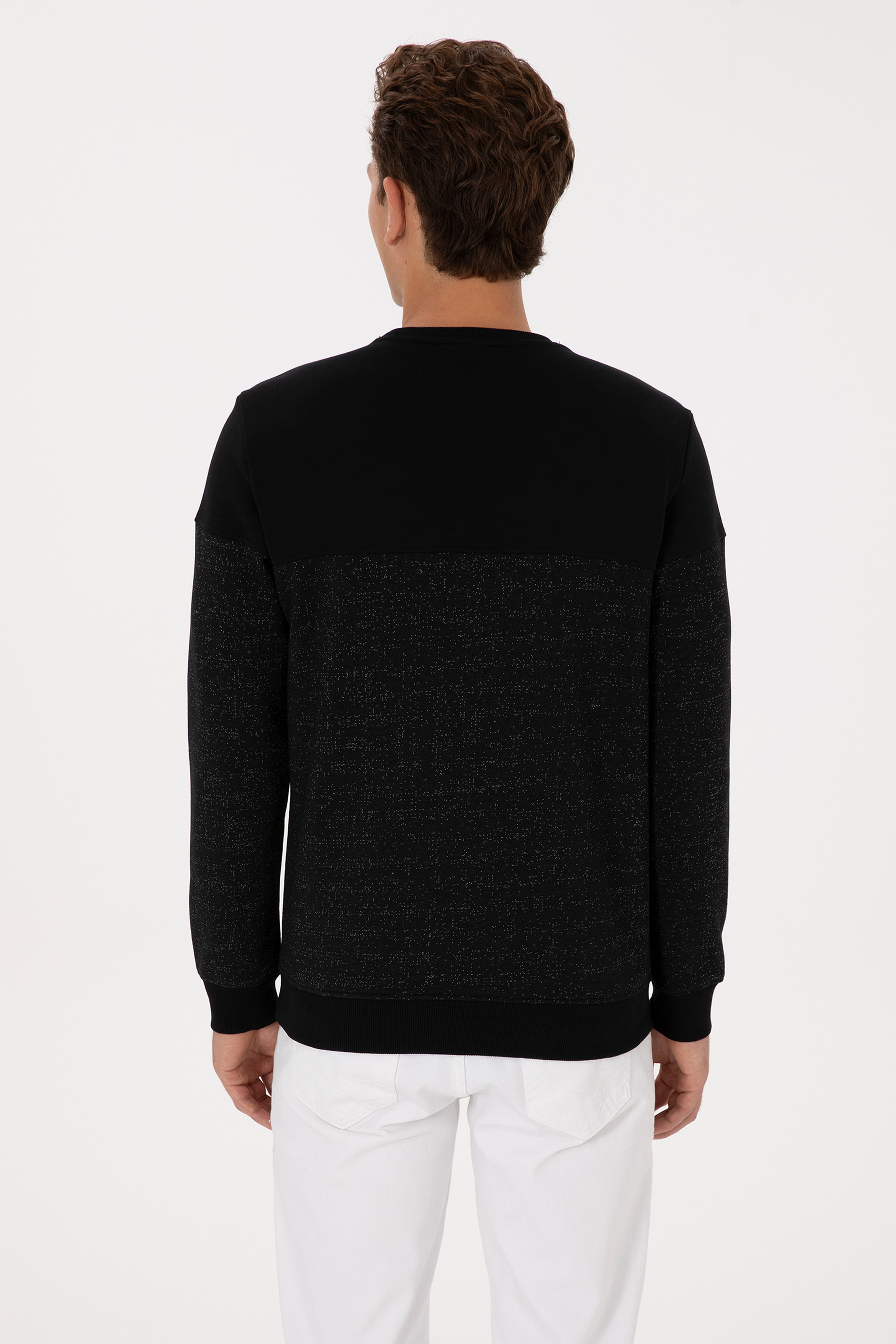 Erkek Regular Fit Bisiklet Yaka Siyah Sweatshirt - Image 5