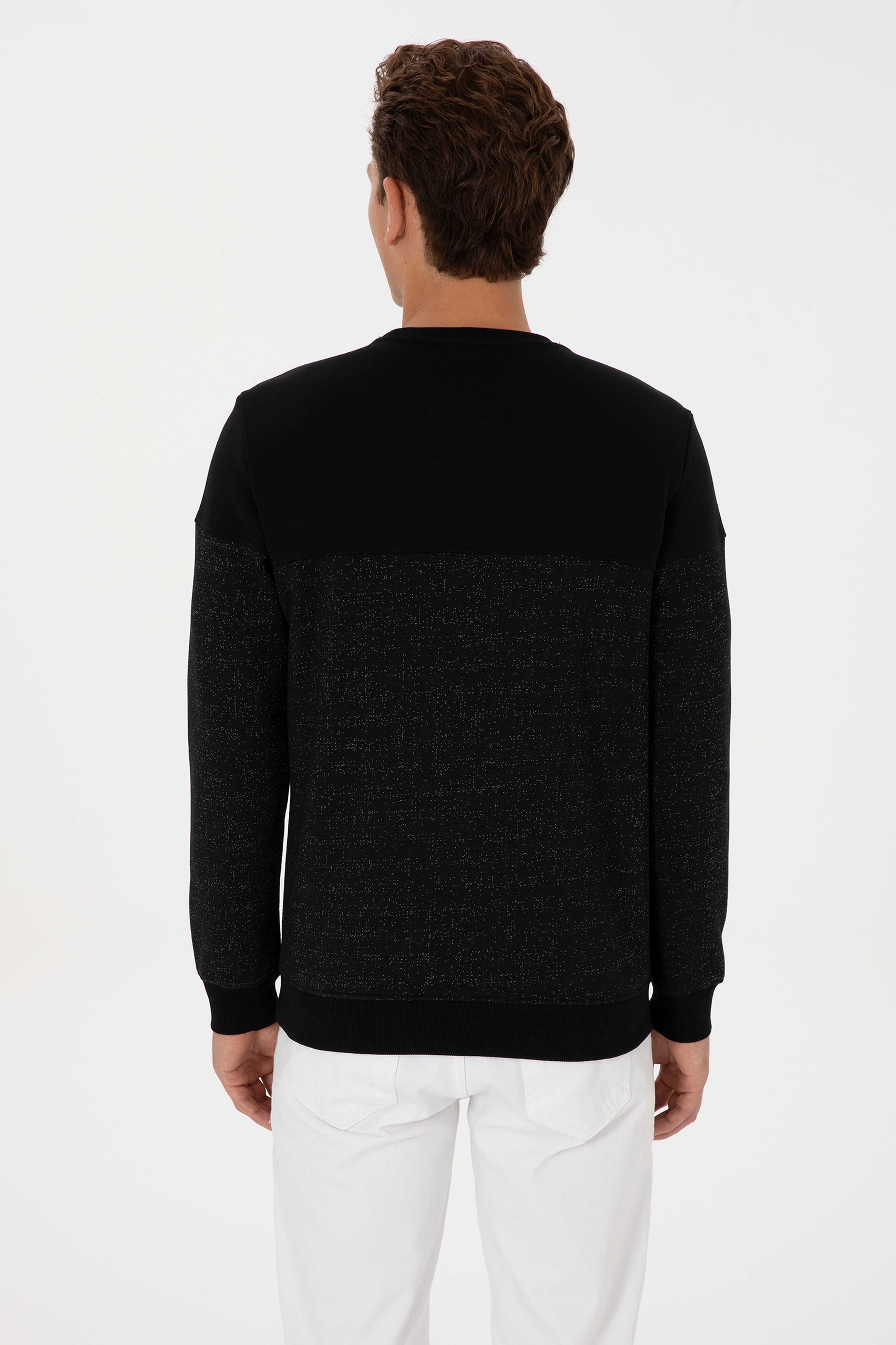 Erkek Regular Fit Bisiklet Yaka Siyah Sweatshirt