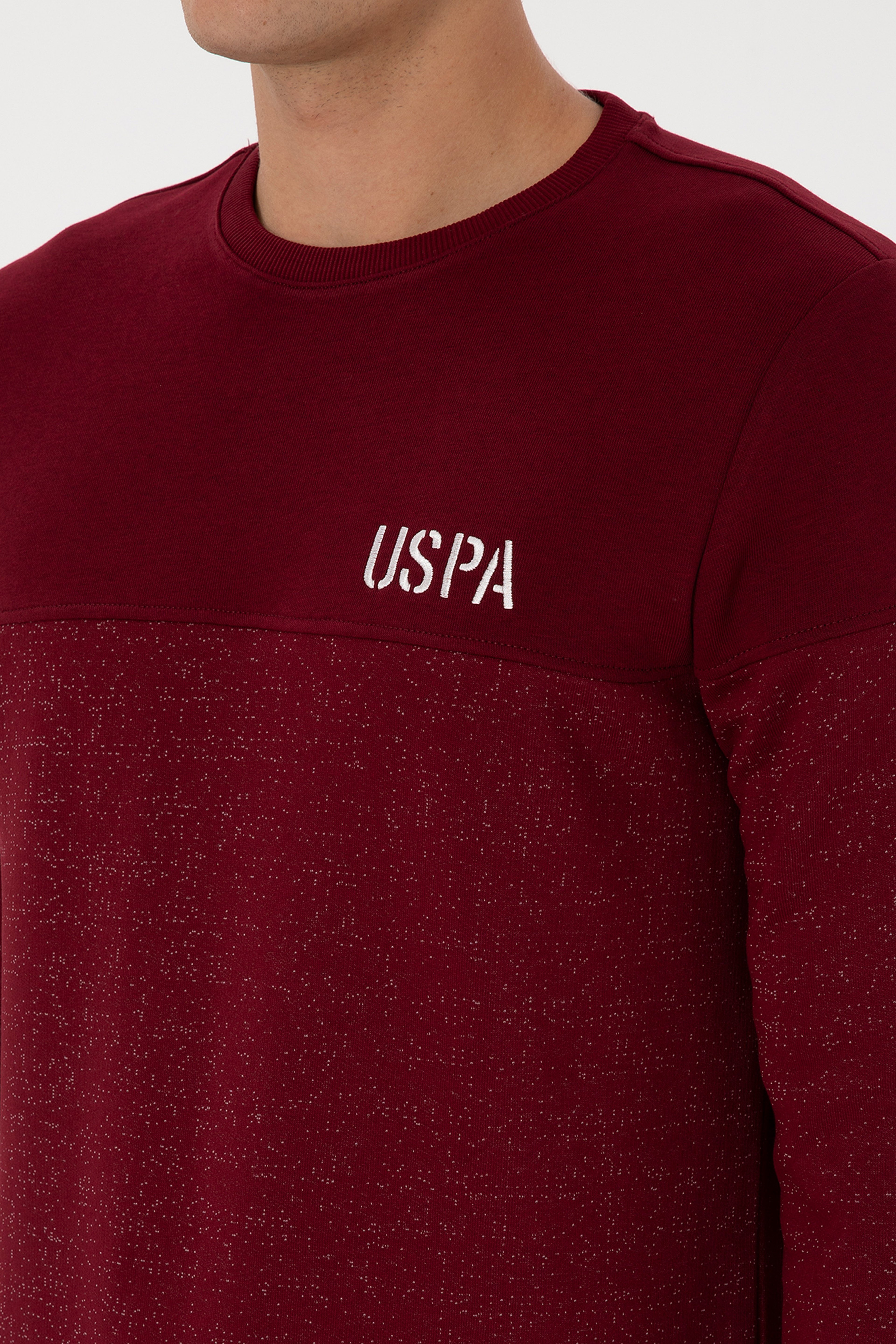 Erkek Regular Fit Bisiklet Yaka Bordo Sweatshirt - Image 7
