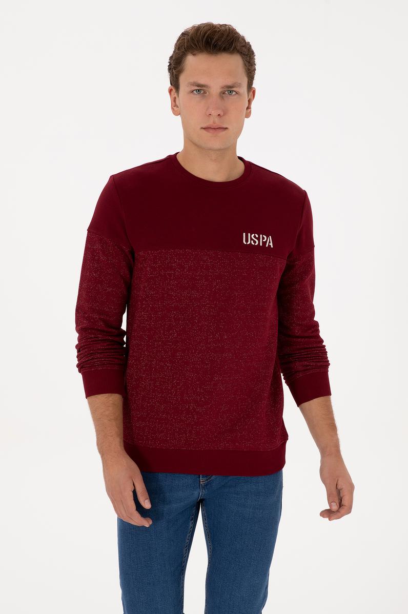 Erkek Regular Fit Bisiklet Yaka Bordo Sweatshirt