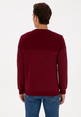 Erkek Regular Fit Bisiklet Yaka Bordo Sweatshirt - 50316380011