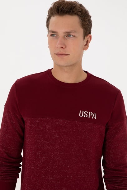 Erkek Regular Fit Bisiklet Yaka Bordo Sweatshirt