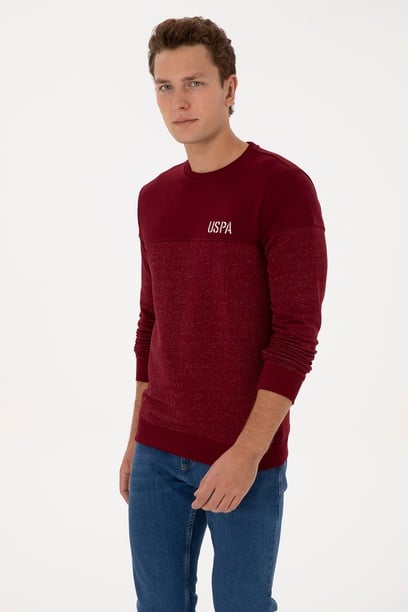 Erkek Regular Fit Bisiklet Yaka Bordo Sweatshirt