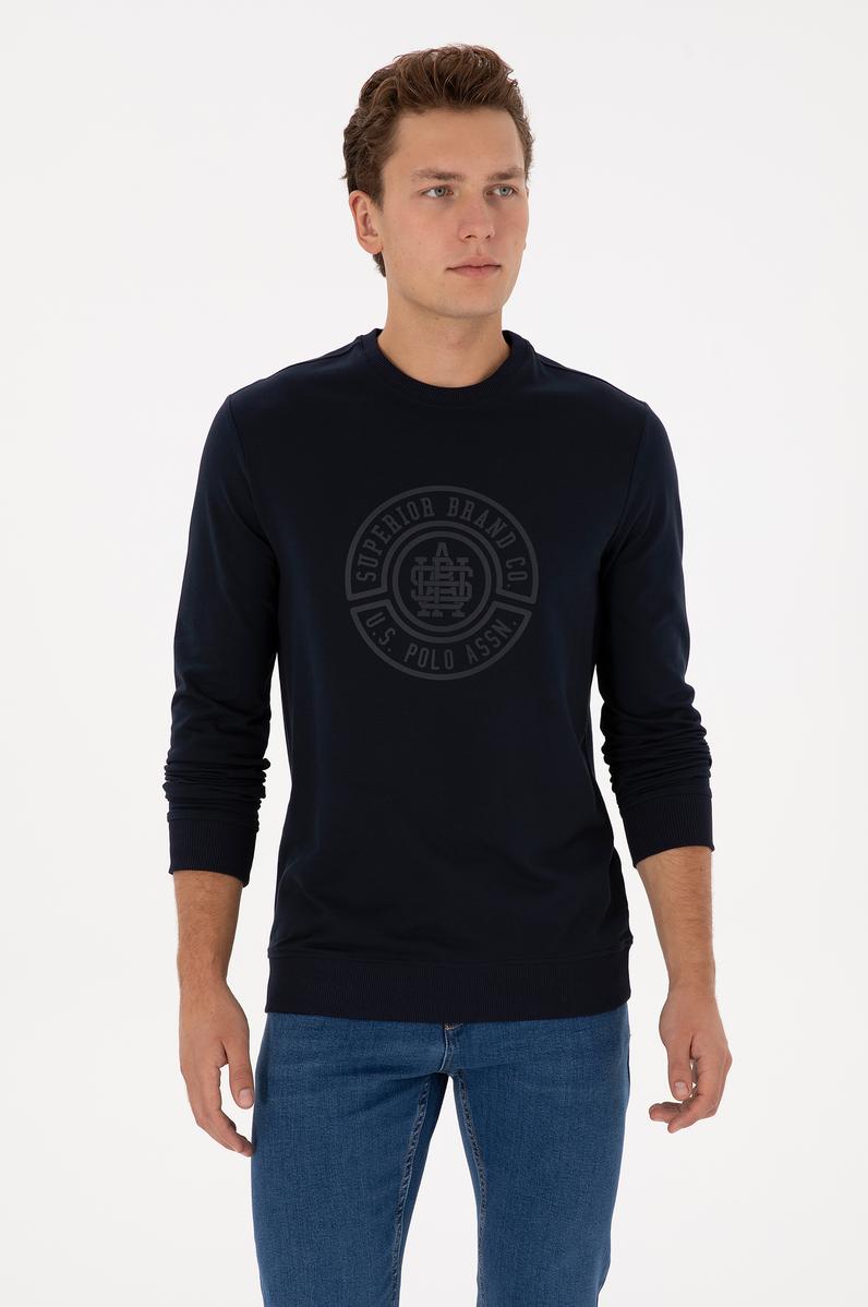 Erkek Regular Fit Bisiklet Yaka Lacivert İnce Sweatshirt