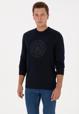 Erkek Regular Fit Bisiklet Yaka Lacivert İnce Sweatshirt - 50324788016