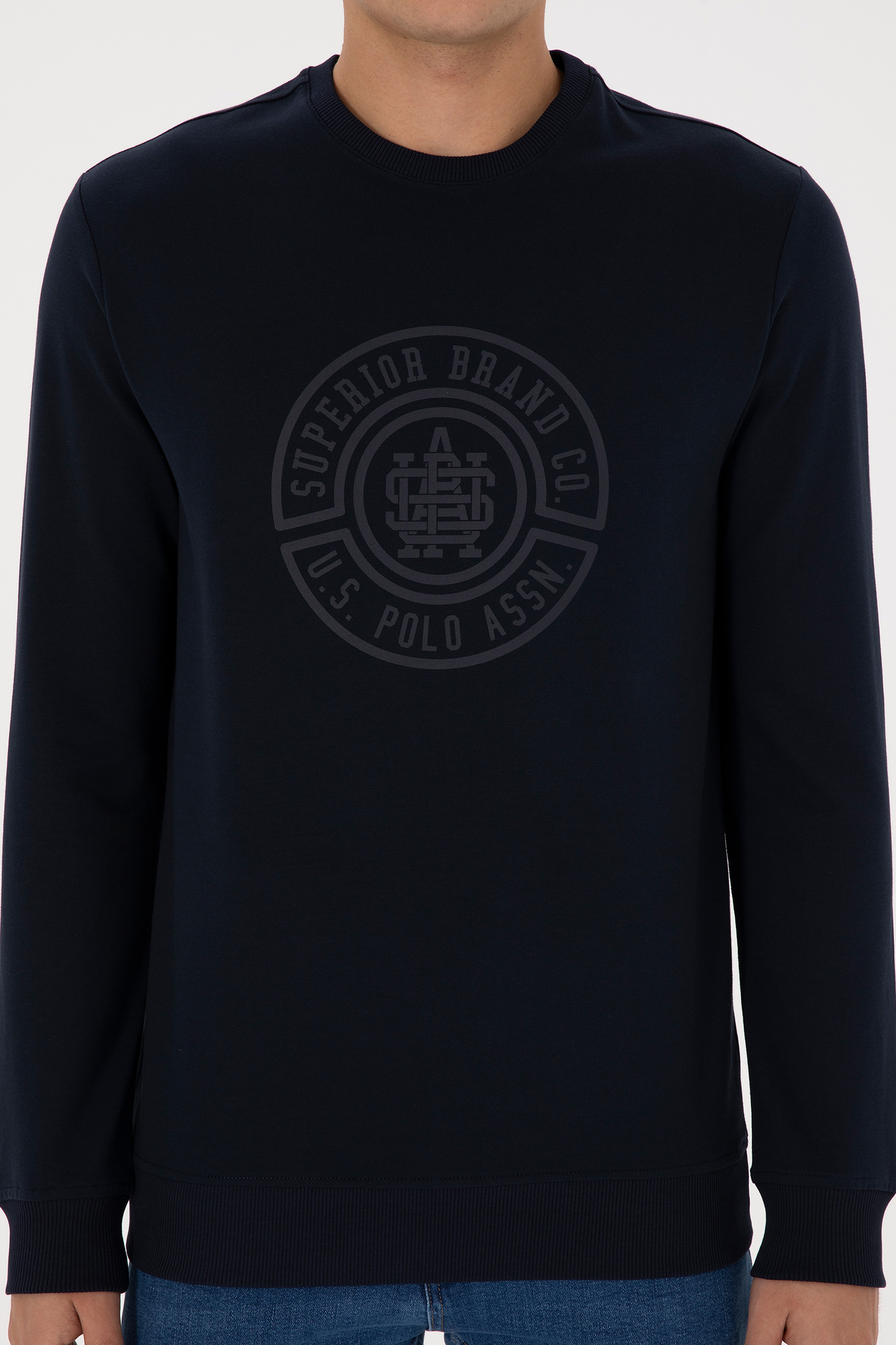Erkek Regular Fit Bisiklet Yaka Lacivert İnce Sweatshirt