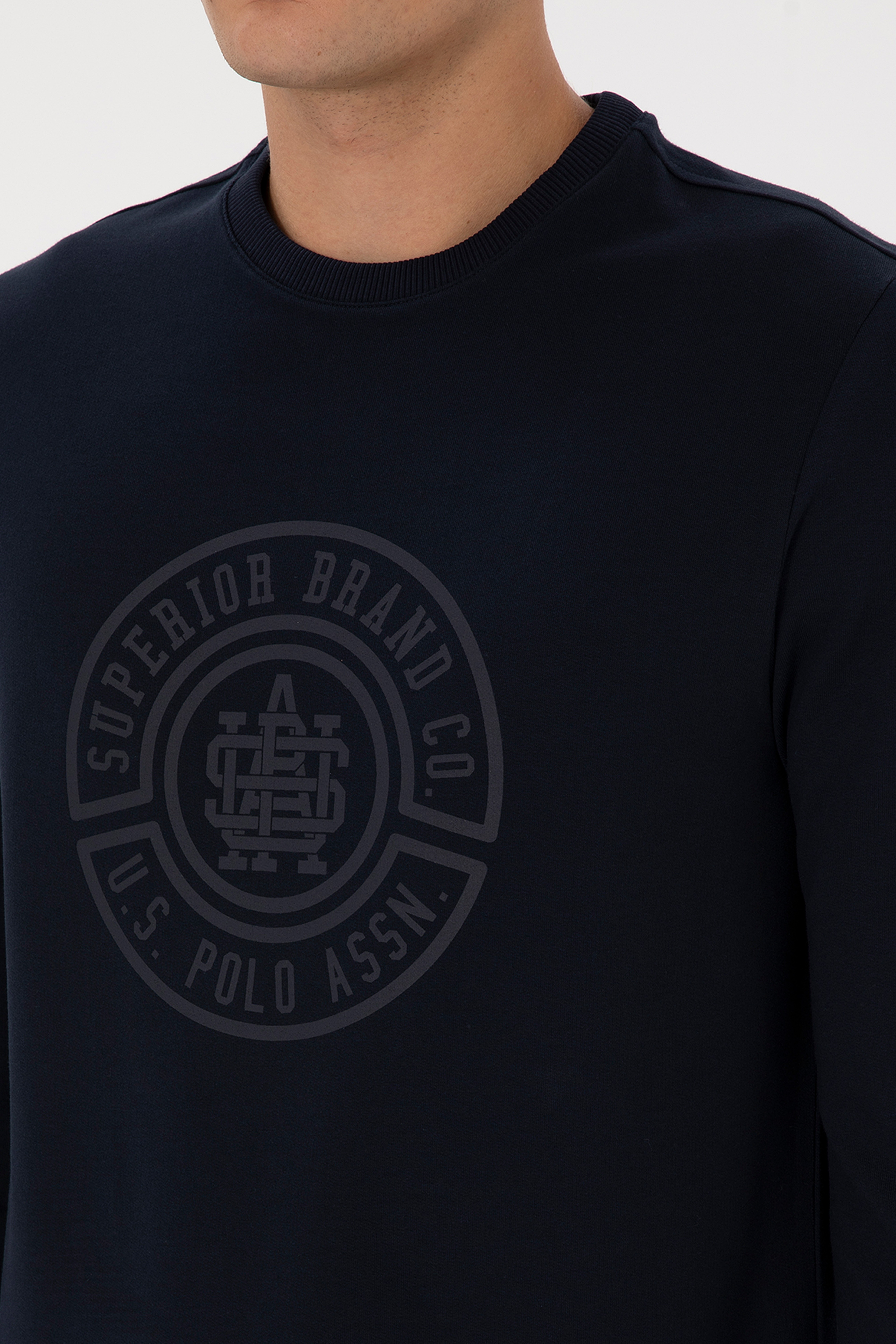 Erkek Regular Fit Bisiklet Yaka Lacivert İnce Sweatshirt - Image 7