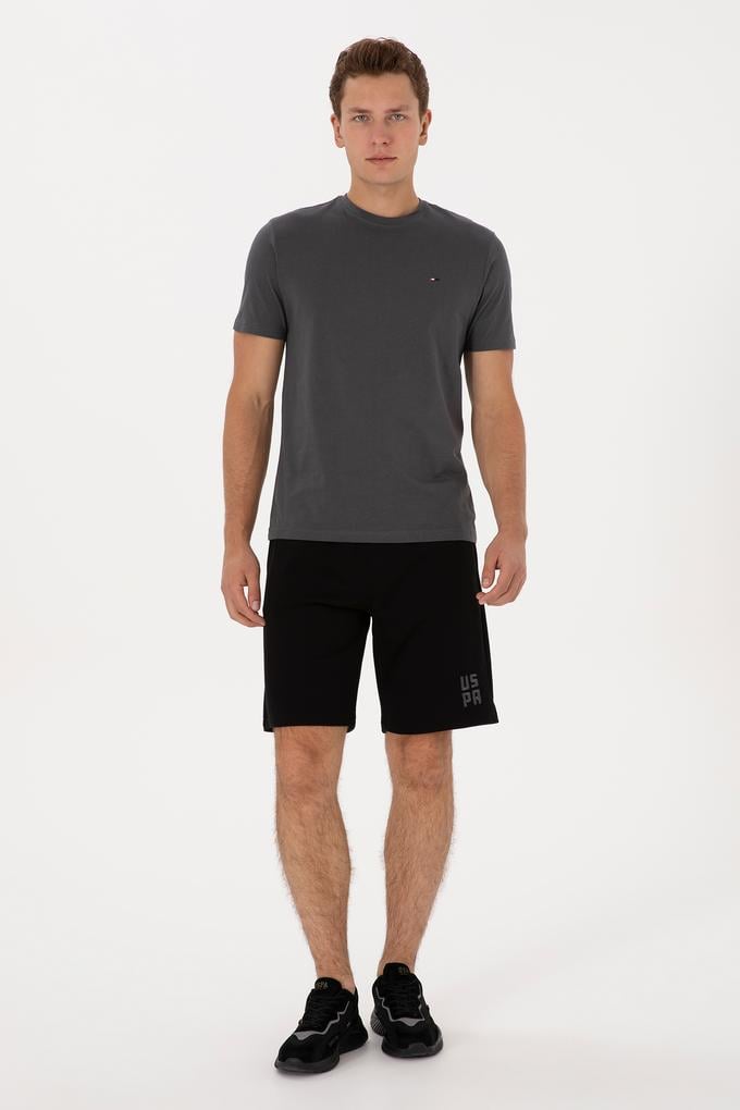 Erkek Siyah Örme Şort