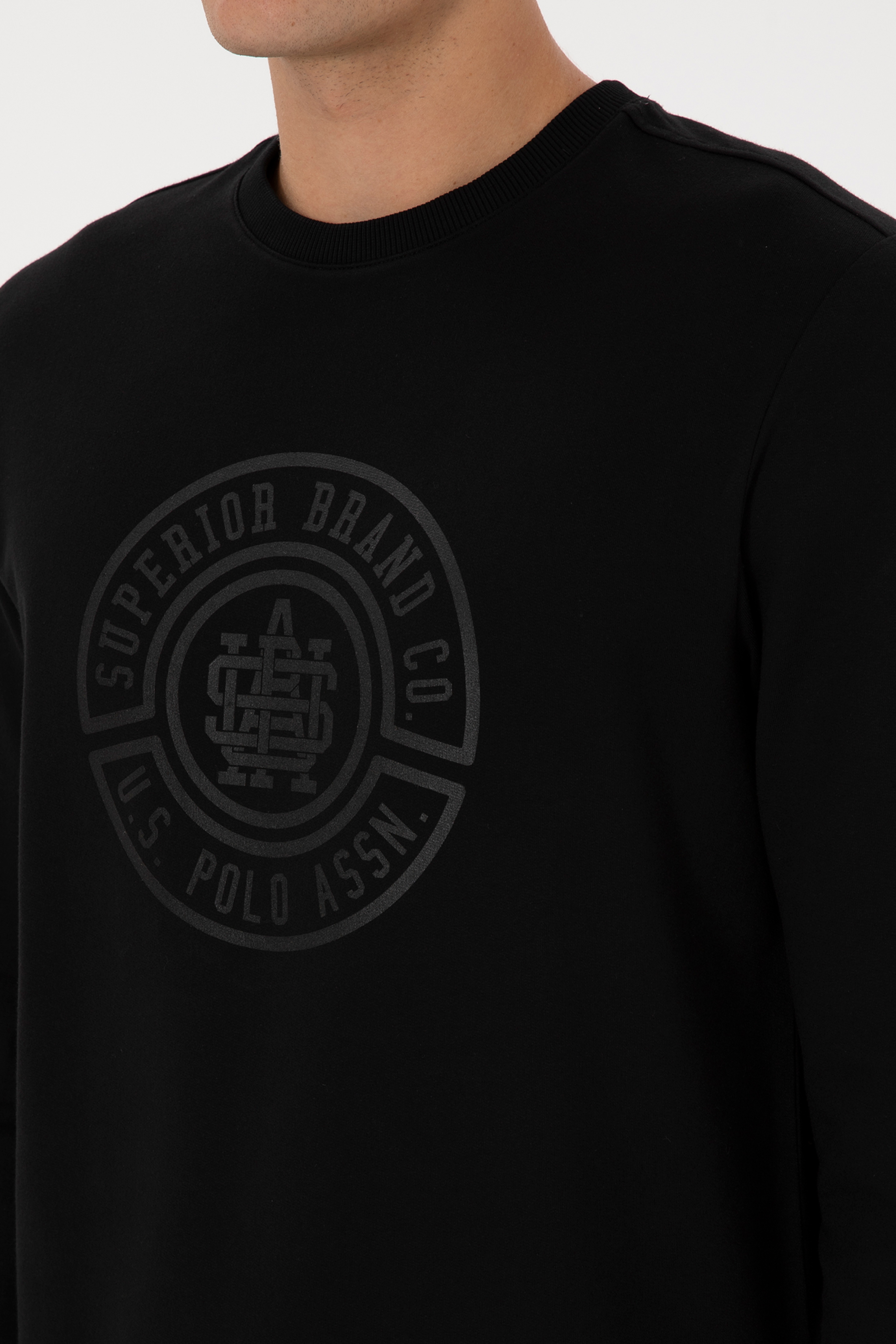 Erkek Regular Fit Bisiklet Yaka Siyah Sweatshirt