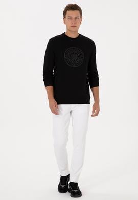 Erkek Regular Fit Bisiklet Yaka Siyah İnce Sweatshirt - 50324788007